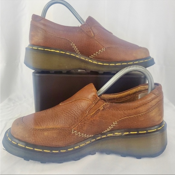 Vintage Dr. Martens Mens 7 Womens 8 Leather Wedge Heel
Loafers Shoes Brown 3B43 - Picture 4 of 8